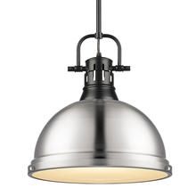  3604-L BLK-PW - Duncan 1-Light Pendant with Rod in Matte Black with Pewter